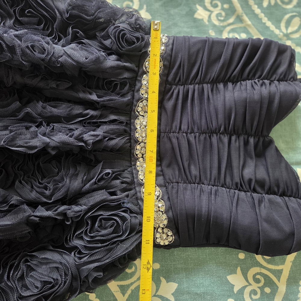 Trixxi Navy Strapless Rosette Cocktail Dress with Beaded Waistband Junior Size 3 - Picture 10 of 11